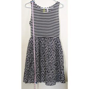 BOGO SALE! Black and White Striped and Patterned Boho Style Dress, Sz M